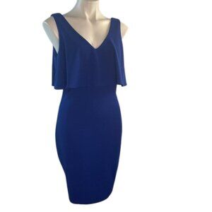 Belle Badgley Mischka Chelsea Mini Ruffled Cocktail Dress In Cobalt Blue Size 6